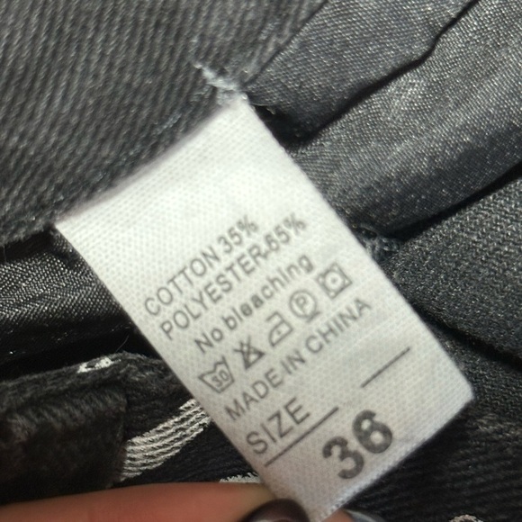 JIUZHOU HORSE Black Jeans with White Smiley Faces Size 36 - Picture 5 of 5